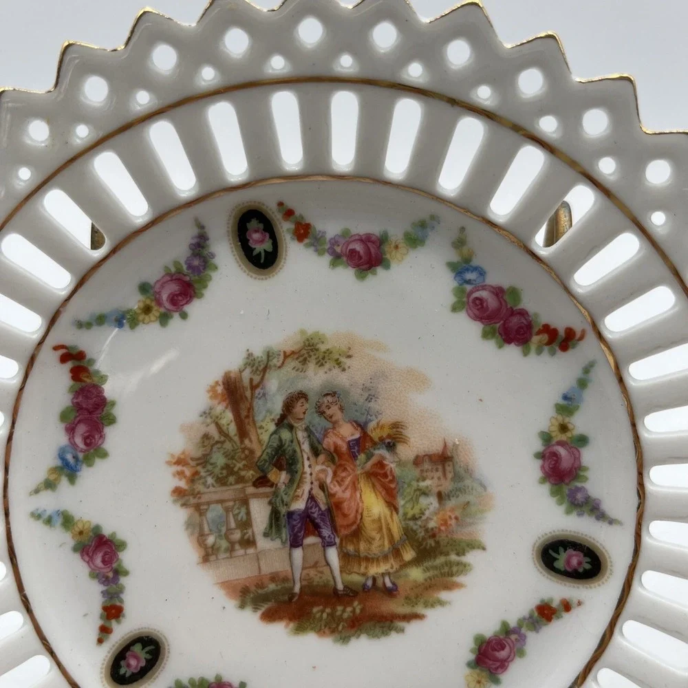 Reticulated porcelain plate from Germany with a Victorian style Set Of 11